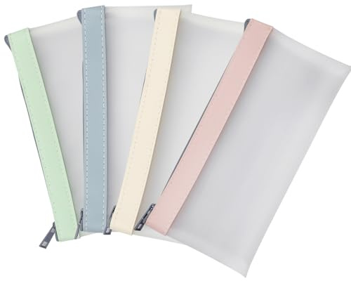 milaosk 4 Stück Federmäppchen Klein,Durchscheinend Pencil Case Superweiches TPU Mäppchen mit Reißverschluss für Studenten und Erwachsene Tragbare Bürobedarf für Schulen