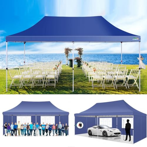 COBIZI Pop Up Gazebo,3mx6m Gazebo with sides,Heavy Duty Gazebo with 4 Removable sidewalls,3 Adjustable Height Settings Marquee with UV Protection,Party Tent for Wedding,Business&Garage, Blue