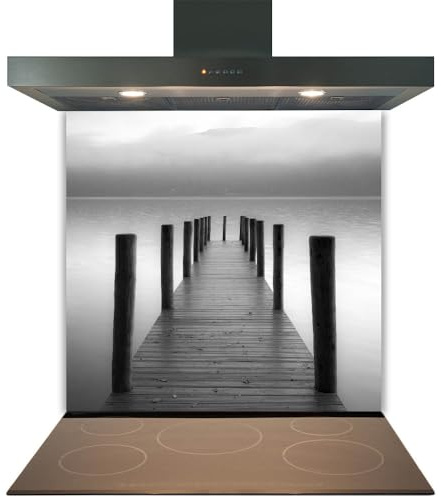 Glass Kitchen Splashback Panel – Design 2014, 60x60cm, 6mm Toughened Heat Resistant Tempered Glass Hob Backsplash with Polished Edges, Easy Clean Cooker Wall Protector for Modern Kitchen Cooker & Hob