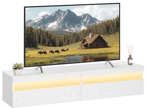VASAGLE KAILYN Collezione - Mobile TV da Parete, Tavolino Porta TV, Pensile Sospeso, Mobile da Soggiorno, per Vari Televisori, per Soggiorno, Stile Moderno, 147 x 35 x 30 cm, Bianco Neve LTV133W01