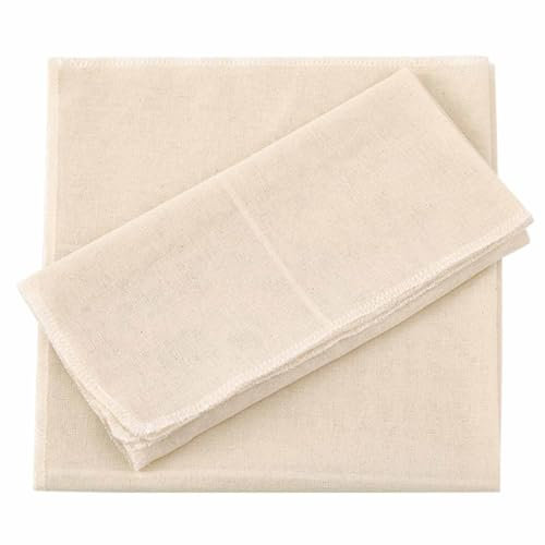 Estopilla de algodón orgánico sin blanquear para colar, 2 cuadrados reutilizables con dobladillo, certificado GOTS, colador fino reutilizable – Grande 23 x 23 pulgadas