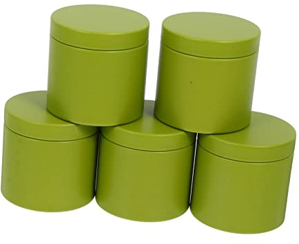 Holibanna 5 Piezas Contenedores Redondos de Hojalata para Té y Velas, Estructura Resistente, No Se Deforman, Tamaño Portátil para Familia y Uso Diario