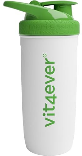 Vit4ever - Shaker de acero Reforce Stainless White - Blanco, 700 ml - A prueba de fugas - Unidades de medida grabadas en el interior - Sin BPA ni DEHP - Proteína de proteína Shaker de acero inoxidable