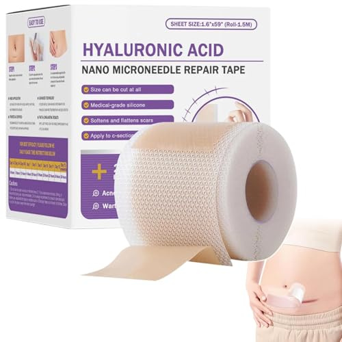 Cerotti Silicone Cicatrici, 4X150CM Acido Ialuronico Silicones Scar Sheets, Nastro Ultrasottile Cerotto Silicones per Cicatrici, Trasparente Cerotti Protezione Solare Cicatricis, per Viso & Corpo