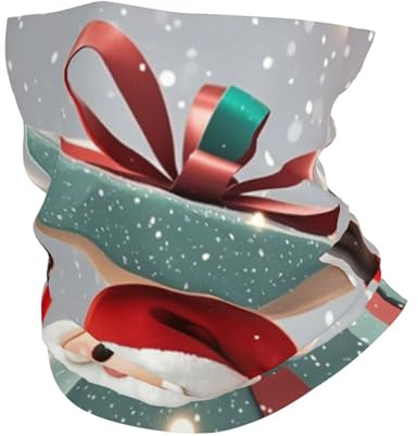 Tube Scarf Merry Christmas Santa Gift Box Half Face Headwear Uv Protection Novelty Neck Gaiter Multifunctional Half Face Scarf For Hunting Fishing Jogging 25X50 CM