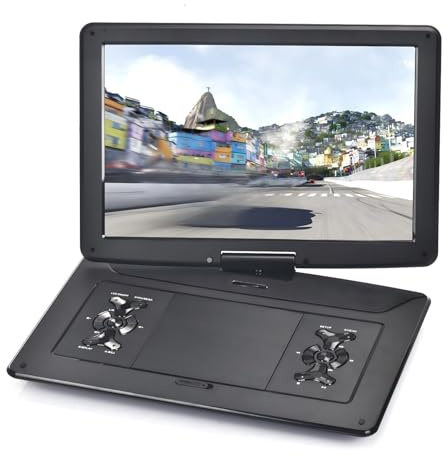 Schermo ruotabile HD Lettore CD DVD da 15,6 pollici Gioco super sottile Batteria incorporata Macchina video portatile per viaggi, attività all'aperto, famiglia