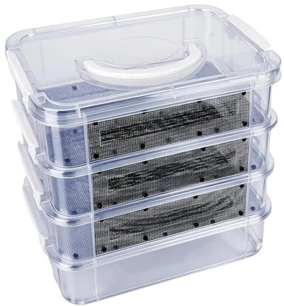 Kit professionale per allevamento di della farina, contenitore a 4 strati con manico, habitat per drago barbuto, , rettile, pollo, torre di cibo per lucertola e criceti
