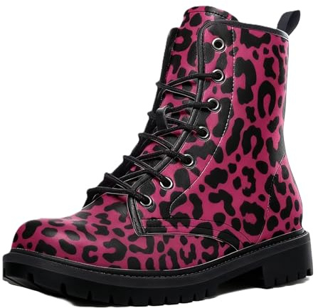 Jemnpela Botas De Combate Estampadas Mujer Leopardo Calavera Tobillo Tigre Rayas Geométrico Mandala Cordones Plataforma Botines Para Mujer Punk Gótico Motociclista Viaje Diario Festivales