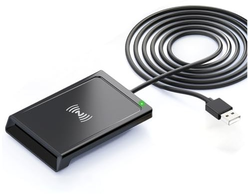 NONDK Lector Tarjetas Inteligentes 2 en 1 con Contacto + NFC. Lector/Grabador Tarjetas Inteligentes Doble Interfaz Conectado A PC. Lector Tarjetas Inteligentes PCSC con Contacto.