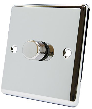 AET CPC1GDIM4 Polished Chrome Classical 400W-10 Amp Single 1 Gang 2 Way 400W Light Dimmer Switch, 400 W