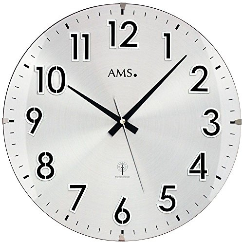 AMS. design 5973 Wanduhr rund hochwertige Funkuhr Küchenuhr Büro Wartezimmer Wanduhr classic Große Zahlen