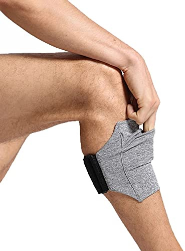 Ailzos Cell Phone Leg Band Equestrian Riders On The Leg Cell Phone Holder for Calf, Running Workout Armband Strap Pouch for Jogger for iPhone 15/14/13/12/11 X Xs 7/8 Plus, Galaxy S9/8/7/6, Gray, Large