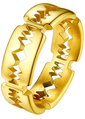PROSTEEL Herren Trauring Rasierklingen Design Bandring Größe 69 18k vergoldet 7mm breit Gothic Band Ring Partnerring für Männer Modeschmuck Accessoire für Weihnachten
