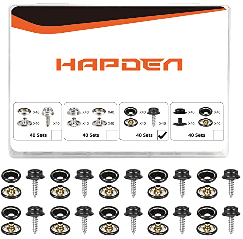 HAPDEN 120 Stück Druckknöpfe, Snap Fasteners Kit 15mm Edelstahl Snaps Marine Grade Boot Segeltuch Snaps, 15mm Socket Metall Snaps für Kleidung Leder Boot Abdeckung Stoff