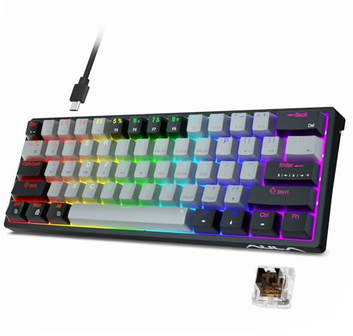 AULA F3261 Mechanische Gaming Tastatur, 60% Kompakt, RGB, Kabel, für Computer/Tablet/PS/Xbox, QWERTY, Braune Schalter