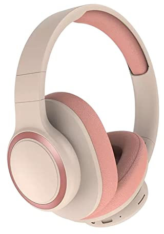Fiauli Noise Cancelling Headphone,Stereo HiFi Sound Wireless Over Ear Bluetooth Headphones,Foldable Bluetooth 5.1 Wireless Headset With Mic,10H Playtime,Type-C for Sport Gaming Pink
