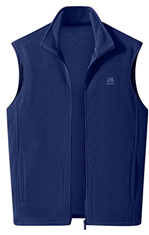 Duohropke Gilet polaire pour homme - Sans manches - Doublé - Veste de travail chaude avec poches - Gilet de sport thermique - Style sportif - Veste d'extérieur - Veste d'hiver, bleu, XXL