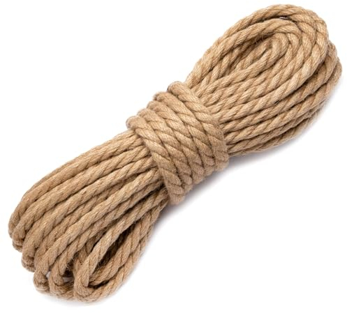 ​​ZephyrCraft Cuerda de Yute, 8mm x 25m Fibra Cañamo Natural Gruesa para Rascador de Gatos, Artesanía, Embalaje y Decoración​​