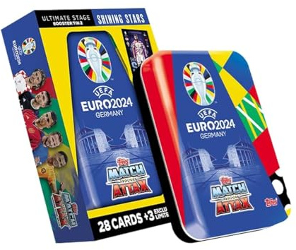 Topps Official Euro 2024 Match Attax Booster Box Trading Cards, Shining Stars, Contains 28 EURO 2024 Match Attax Cards Plus 3 Exclusive Shining Stars Limited Edition Cards