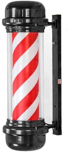 Poste de barbero LED - Letrero de peluquería Giratorio para Exteriores, Impermeable, Estilo Retro, con Rayas Rojas y Blancas, lámpara Luminosa montada en la Pared