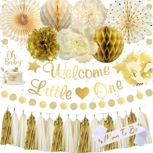 Decorazioni per Baby Shower, Decorazioni per Bambini e Bambine, Beige Decorazione per Feste Riutilizzabile di Alta Qualità, Striscione Decorazioni per Feste di Rivelazione del Sesso del Bambino