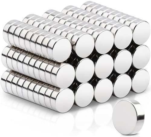 150 stycken magneter, starka 6 x 2 mm, neodymmagneter extra starka minimagneter små runda små magneter för magnettavla, kylskåp, whiteboard, foton, anslagstavla, kontor