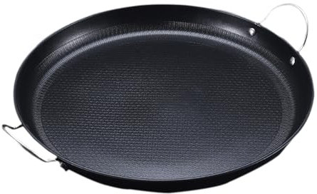 Yiustldd Poêle à Paella antiadhésive avec poignées rivetées, poêles à Frire martelées à la Main pour la Maison, la Cuisine, Le Restaurant,50cm