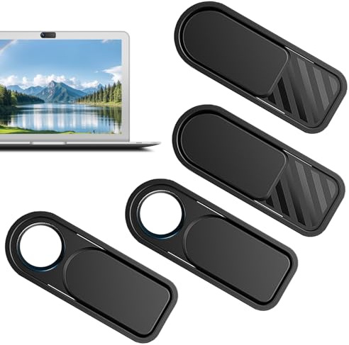 4 Pezzi Copertura Webcam, Copri Webcam per Privacy della Camera del Laptop e del Telefono, Protezione per la Privacy, per Laptop, Computer Portatile, Phone, Tablet, Smartphones, Noteboook (Nero)