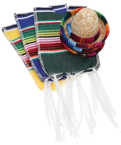 ASAKKURA Mexikanische Beer Poncho Flaschenhüllen Mit Bunten Beer Bottle Protectors Und Passenden Mini Hüten Für Partydekoration Und Mexikanisches Fest Für Wein Bierflaschen