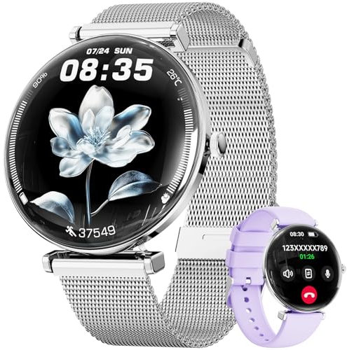 Smart Watches for Women Men, 1.43 Curved Light Thin HD AMOLED Screen Display Smart Watch with Heart Rate/Sleep Monitor, 110+Sports IP68 Waterproof Step Counter Smartwatches for Android iOS(Silvery)