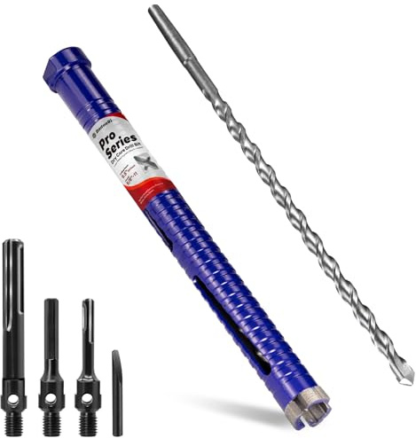 DaduoRi 2,5 cm Pro Dry Kernbohrer mit Pilotbohrer und 3 Adaptern (SDS Plus/SDS Max/1/2 Sechskant), aufgerüstete geschweißte Klingenkernbohrer für Beton mit Bewehrung, Mauerwerk, Ziegel, Mörtel – 24,1