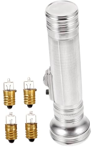 IWOWHERO Lampe Torche Vintage en Métal Argenté Légère et Robuste, Petite Lampe Torche Portable pour Camping et Aventures en Extérieur