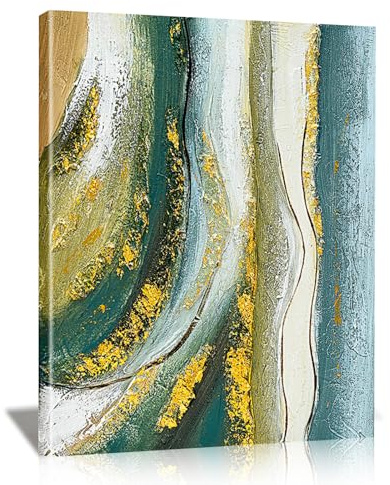 LJXDUBAF Premium Contemporary Abstract Painting - Gold Leaf Embossed Canvas Wall Decor for Luxury Living Spaces (blue)