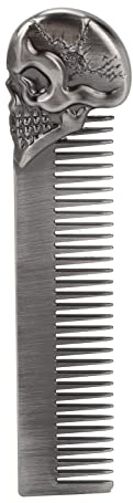 Luatoxry Metall-Bartkamm für Herren, 14,7 cm, Taschenkamm, Zinklegierung, Herren-Haarkämme, tragbare Schnurrbartkämme für Männer, Retro-Texturbürste, für Haar-Bart-Salon, Ölhaar-Styling