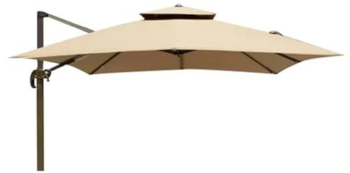 XXYLC Copertura di Ricambio per Ombrellone da Giardino, Baldacchino di Ricambio Ombrellone Telo di Ricambio da Cortile, Impermeabile, per Esterni, Giardino, Spiaggi(Size:4x3m Double,Color:Cachi)