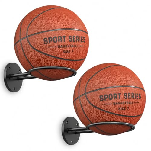 jockcaras Soporte de Pared para balón de Baloncesto, Negro – Soporte Expositor para balón, Decoración para habitación de niño