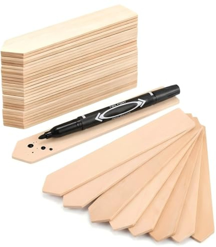 50 Stück Holzschilder Pflanzenstecker Pflanzenschilder Zum Beschriften Mit Marker 15.3×2Cm Pflanzschilder, Plant Labels Umweltfreundliche, Pflanzenetiketten für Blumen Und Gemüse Im Garten