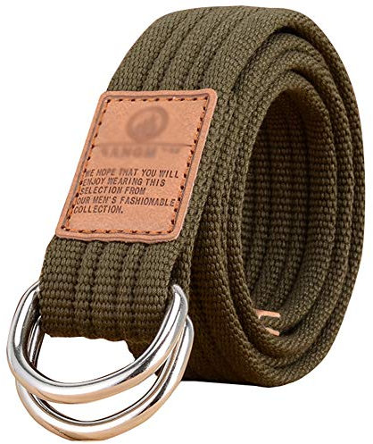 HotYou Uomo fibbia ad anello addensare cinture di tela per uomo Cintura,Army Green,L*W：41.33 pollici*1.33 pollici