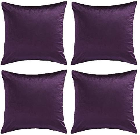 GIGIZAZA Kissenhülle Kissenbezug 45x45 cm Lila Samt Kissenbezüge 4er Pack Dekokissen für Sofa Wohnzimmer Schlafzimmer