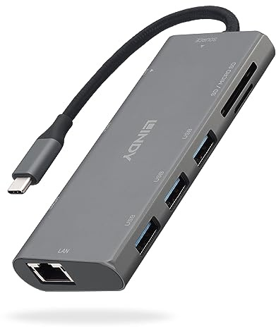 LINDY Mini Docking Station per Laptop USB C con Supporto HDMI 4K, VGA & Ricarica Pass-Through 100W