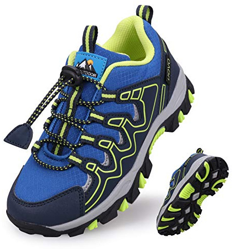 Scarpe da Trekking Bambino Idrorepellenti Scarpe da Escursionismo Antiscivolo e Traspiranti per Bambini Scarpe Sportive Outdoor Blu Militare e Giallo Taglie 39