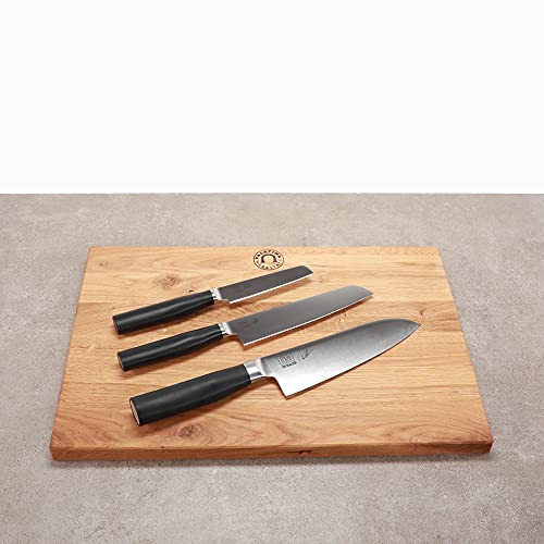 Kai Shun Tim Mälzer Kamagata Bundle | Officemesser TMK-0700 + Allzweckmesser TMK-0701 + Santoku TMK-0702 18 cm Klinge | + XXL-Schneidebrett, 40x30 cm (Eiche) | VK: 309,- €