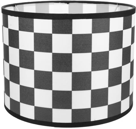SHERCHPRY Linen Lampshade 8.66 Inch E27 Checkered Fabric Lamp Shade Replacement for Floor and Table Lamps Plaid Cover Suitable for Bedroom and Living Room