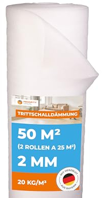 Trittschalldämmung 2mm, 3mm oder 5mm Profi Basic 50 m² 2 Rollen als Laminatunterlage und Parkettunterlage zur Schall- und Wärmedämmung aus PE-Schaumfolie Fußbodenheizung