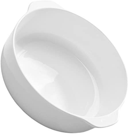 UPKOCH Piastra Binaurale Pirofile Per Forno Attrezzature Per La Cucina Tortiera Per La Cottura Piatto Per Torte Tortiere Padella Croccante Per Microonde Bianca Tagliere Pane Ceramica