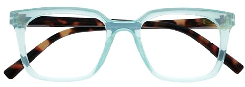 OPULIZE KOI Gafas de Lectura - Elegante Marco Rectangular Ancho - Visión Óptima - Turquesa - Hombre Mujer - Bisagras de Muelle - R50-Q - +2.00