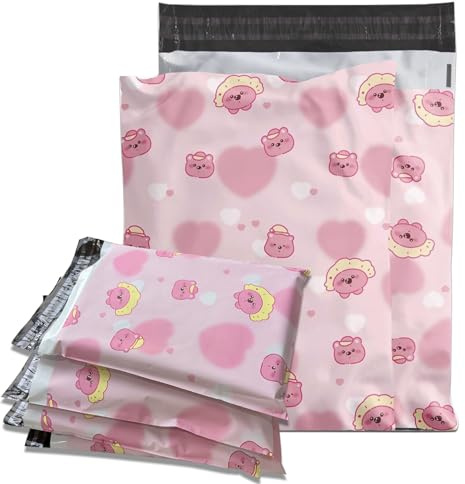 Artong 100 st paketväskor för utstationering av kläder 380 x 480 mm rosa postpåsar, kuvert för post, förpackning, fraktväskor - plastkuvert med självhäftande