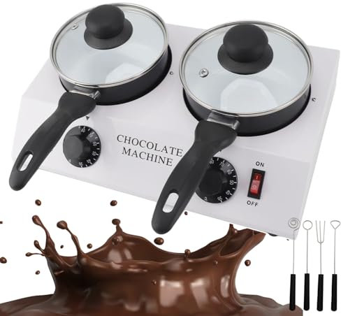 forplubossmmp Máquina Templadora De Chocolate/Máquina Eléctrica para Derretir Chocolate/Máquina Calentadora Eléctrica De Doble Cilindro/Temperatura Ajustable 30℃ ~ 85℃-con 4 Herramientas para Hornear
