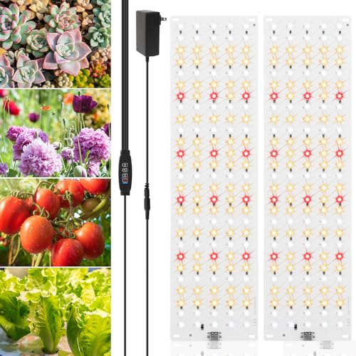 Grow Lights for Indoor Plants,LED Growing Light Strip,2 Pcs Seedling Grows Light, 270 LEDs Full Spectrum Growing Lights,10 Level of Brightness Plant Lighting with 3/9/12H Timer（2pcs）