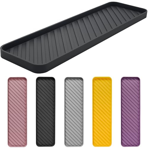 HvOvMvE Soporte de jabón de Silicona, Soporte de Esponja para Fregadero de Cocina, Bandeja de jabón de Cocina Multiusos, Bandeja organizadora de Fregadero (Negro)
